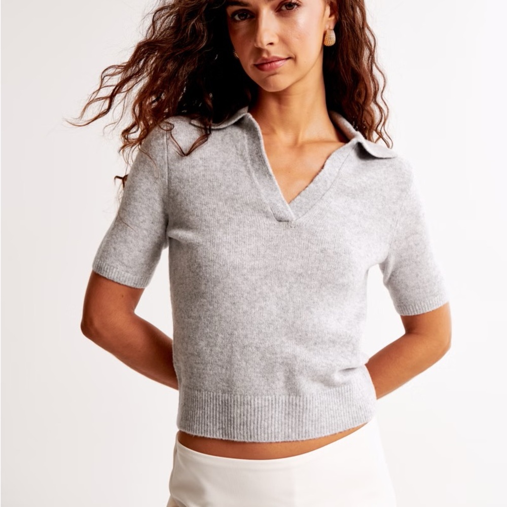 Abercrombie & Fitch Heather Merino Wool Blend Knit Top